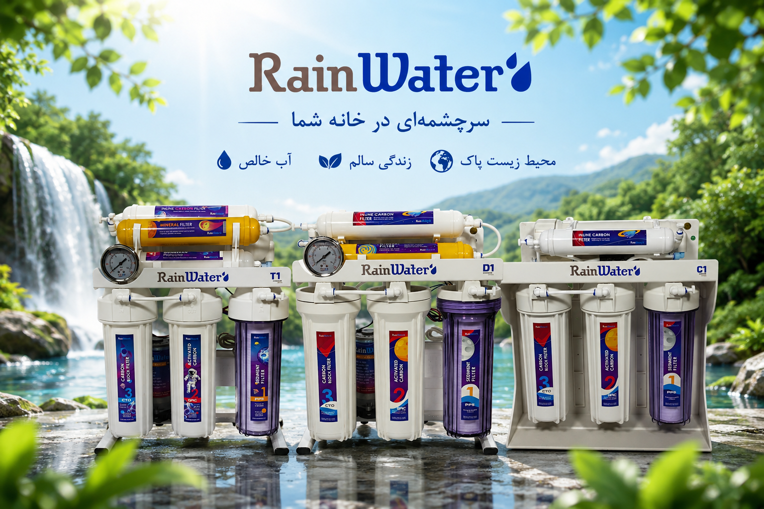 دستگاه‌های تصفیه آب خانگی رین واتر؛ معرفی مدل‌های تیتانیوم، دیاموند و کوپر